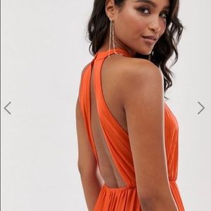 ASOS Halter Pleated Waisted Maxi Dress